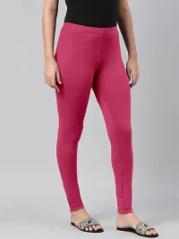 SHE PURE LUXURY WEAR Womens Premium Soft Stretchable Cotton Leggings | Ankle Length Mid Rise Waist Leggings Hot Pink-thumb2