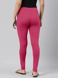 SHE PURE LUXURY WEAR Womens Premium Soft Stretchable Cotton Leggings | Ankle Length Mid Rise Waist Leggings Hot Pink-thumb3