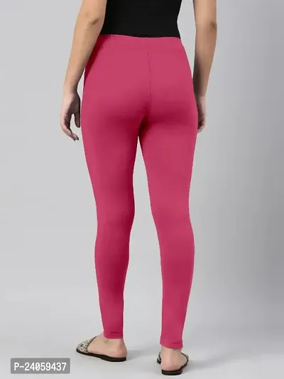 SHE PURE LUXURY WEAR Womens Premium Soft Stretchable Cotton Leggings | Ankle Length Mid Rise Waist Leggings Hot Pink-thumb4