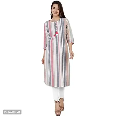 Nimisha Kurtis Collection Women Striped Rayon Straight Kurta (Multicolor)