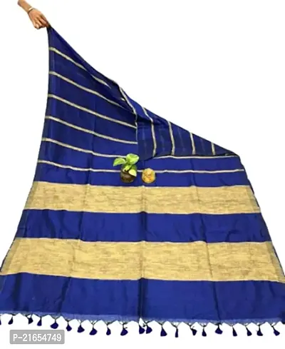 Women's Floral Block Printed Traditional Cotton Silk New Design Saree. (blue)