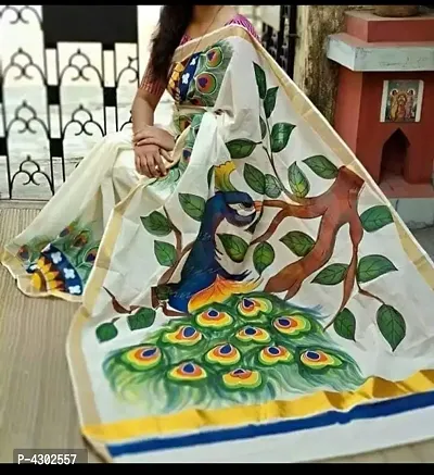 Beautiful Cotton Printed Saree with Blouse Piece-thumb0