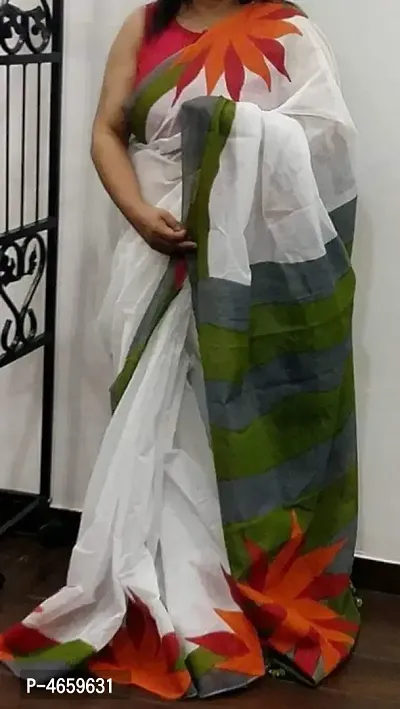 Latest Attractive Cotton Saree with Blouse piece-thumb0