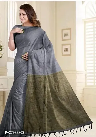 attactive handloom khadi cotton saree with blouse piece