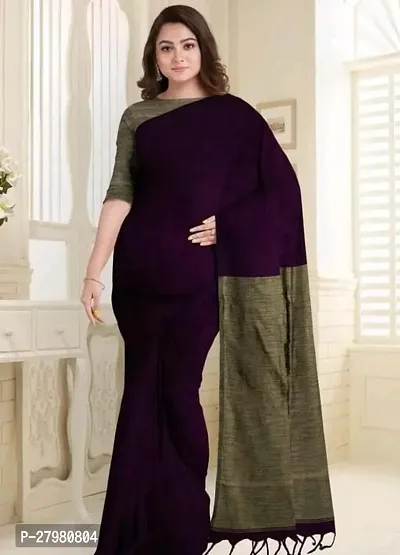 attactive handloom khadi cotton saree with blouse piece