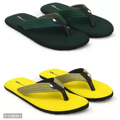 G BEST Slippers And Flip Flops For Men (GREEN, YELLOW, numeric_6)