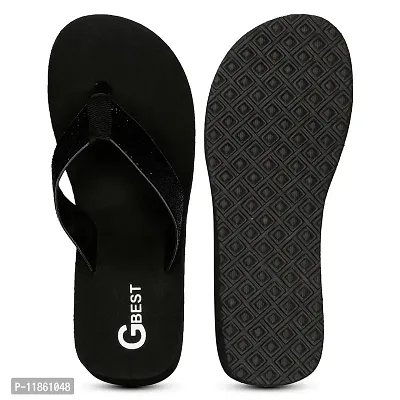 G BEST Women's Fashion Slippers | Light weight, Comfortable & Trendy | Casual and Stylish Slippers For Women Flip Flop (BLACK, numeric_7)-thumb2