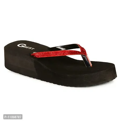 G BEST Combo Soft Comfortable Slippers & Flip-Flops for Women (BLACK,RED, numeric_6)-thumb2