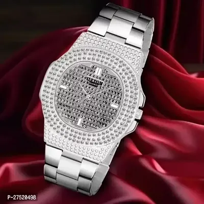 Elegant Silver Diamond Analog Watch For Unisex