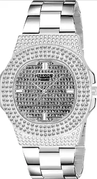 Elegant Silver Diamond Analog Watch For Unisex-thumb2