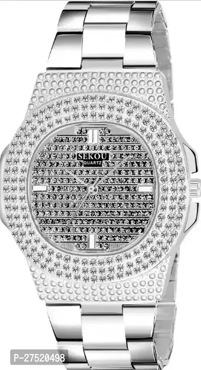 Elegant Silver Diamond Analog Watch For Unisex-thumb3