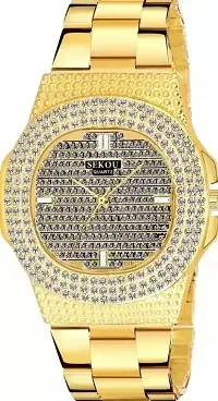 Elegant Golden Diamond Analog Watch For Unisex-thumb3