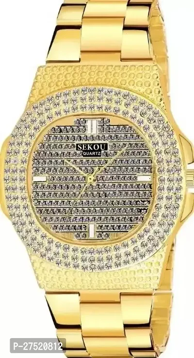 Elegant Golden Diamond Analog Watch For Unisex-thumb4