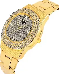 Elegant Golden Diamond Analog Watch For Unisex-thumb1