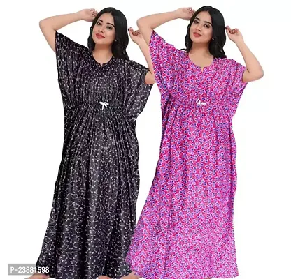 Elegant Multicoloured Cotton Printed Nighties For Women Pack Of 2