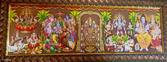 GENERIC Five In One Photo Frame For Pooja | Photo Frame Of Ganesha-Saraswati, Ram Pattabhishekam, Lord Venkateshwara, Shiva Family And Satyanarayana | Framtastic ,Engineered Wood, ,Multicolor(Wall Mount, Pack Of 1)-thumb2