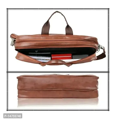 Stay stylish and organized on the go with the PU Leather Messenger Laptop Bag-thumb4