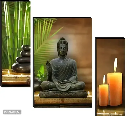 Set of 3 Lord Buddha Wall Paintings For Living Room 12   18 inch-thumb0