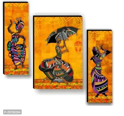 Dance Culture Wall Painting Digital Reprint 12 inch   18 inch Painting  With Frame  Pack of 3