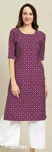 New Designer purple crepe printed straight kurti-thumb0