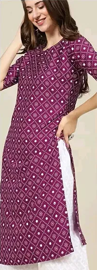 New Designer purple crepe printed straight kurti-thumb2