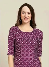 New Designer purple crepe printed straight kurti-thumb1