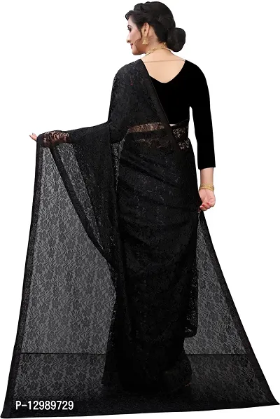 Stylish Fancy Net Saree With Blouse Piece For Women-thumb2