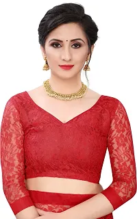 Stylish Fancy Net Saree With Blouse Piece For Women-thumb2