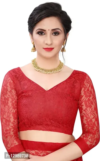 Stylish Fancy Net Saree With Blouse Piece For Women-thumb3