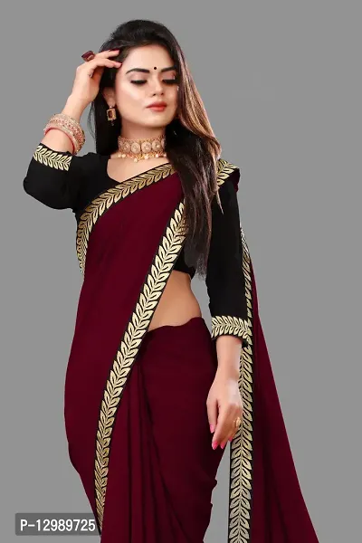Stylish Fancy Vichitra Silk Saree With Blouse Piece For Women-thumb0