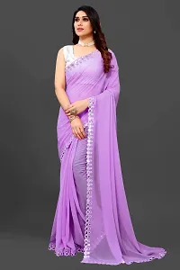 Stylish Fancy Georgette Saree With Blouse Piece For Women-thumb1
