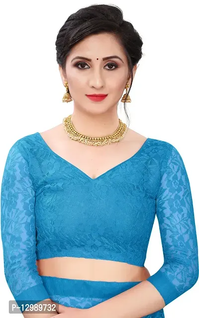 Stylish Fancy Net Saree With Blouse Piece For Women-thumb4