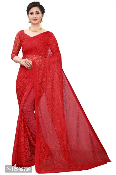 Stylish Fancy Net Saree With Blouse Piece For Women-thumb0