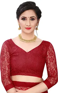 Stylish Fancy Net Saree With Blouse Piece For Women-thumb3