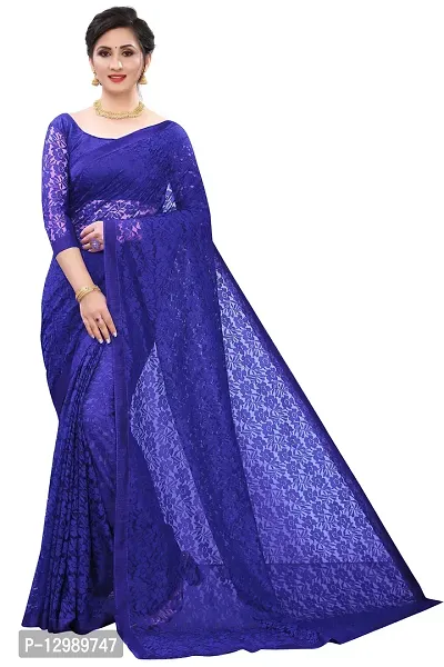 Stylish Fancy Net Saree With Blouse Piece For Women-thumb0
