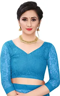 Stylish Fancy Net Saree With Blouse Piece For Women-thumb3