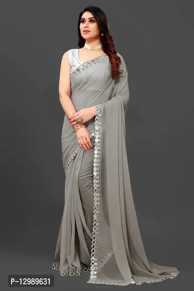 Stylish Fancy Georgette Saree With Blouse Piece For Women-thumb0