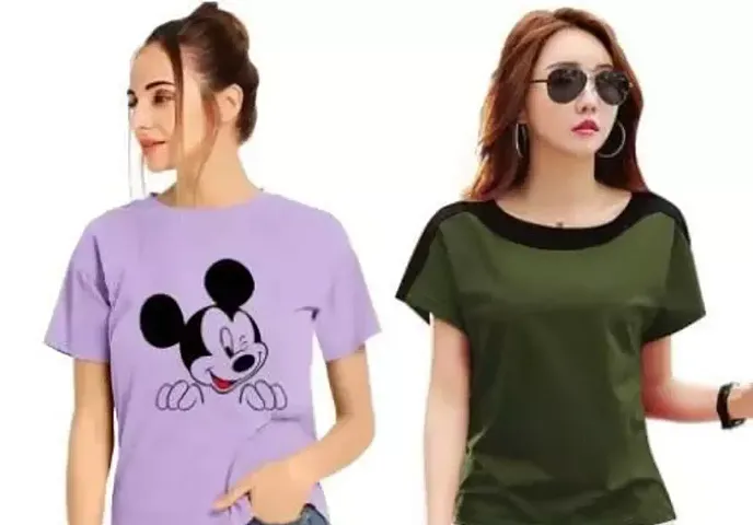 Elegant Blend Tshirt For Women Pack Of 2