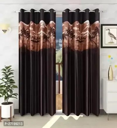 Stylish Brown Polyester Rod Pocket Fitting Door Curtain-thumb0