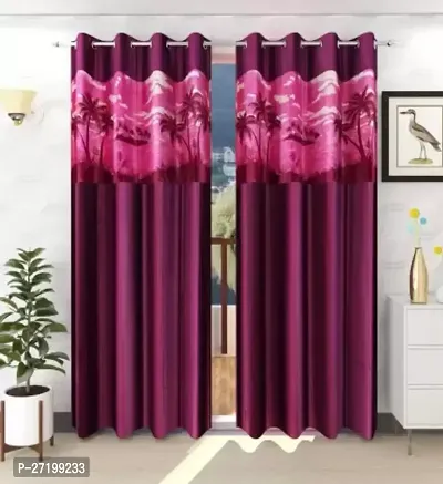 Stylish Pink Polyester Rod Pocket Fitting Door Curtain-thumb0