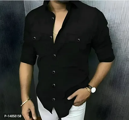 Stylish Cotton Double Pocket Shirts For Men Cargo Shirts-thumb0
