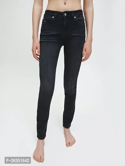 Elegant Blue Denim Solid Jeans For Women