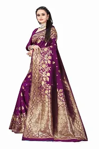 Elegant Purple Silk Jacquard Banarasi Silk Saree With Blouse Piece-thumb3