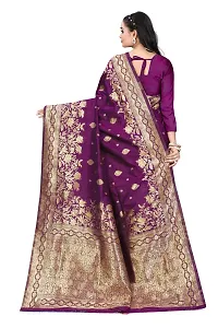 Elegant Purple Silk Jacquard Banarasi Silk Saree With Blouse Piece-thumb1