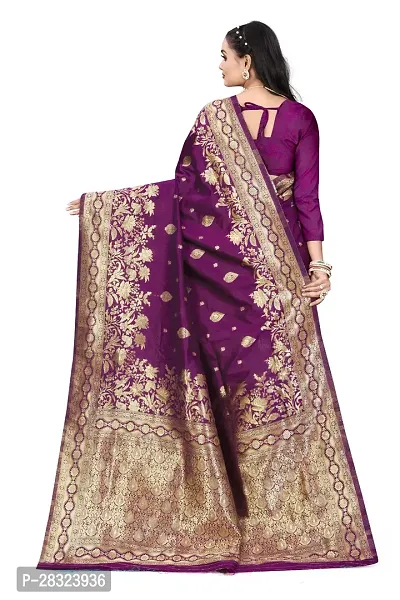 Elegant Purple Silk Jacquard Banarasi Silk Saree With Blouse Piece-thumb2