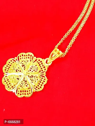 Trendy Beautiful Gold-Plated Women Pendant With Chain-thumb3