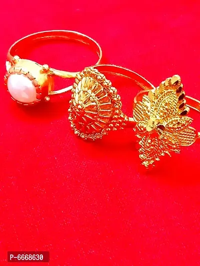 Trendy Beautiful Gold-Plated Women and Girls Rings 3 Combo-thumb2
