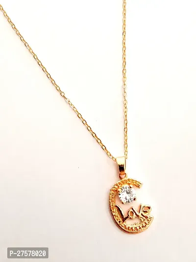 Love Rose Gold-Plated Stylish Chain With Pendant set For Women  Girls