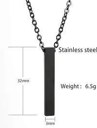instaZONE- Fancy Black 3D Cuboid Vertical Bar Stick Locket Pendant 24 inches Chain Stainless Steel Pendant Set Boys Mens-thumb2