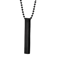 instaZONE Pure 316L Stainless Steel Stylish Silver  Black 3D Cuboid Vertical Bar Stick Locket Pendant Necklace Chain for Men and Boys (pack of 2)-thumb4